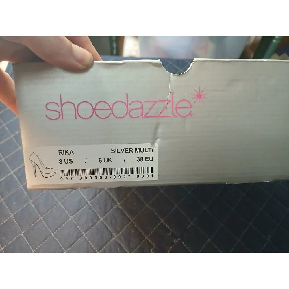 Shoedazzle Rika Silver 8 Block Heel Ankle
